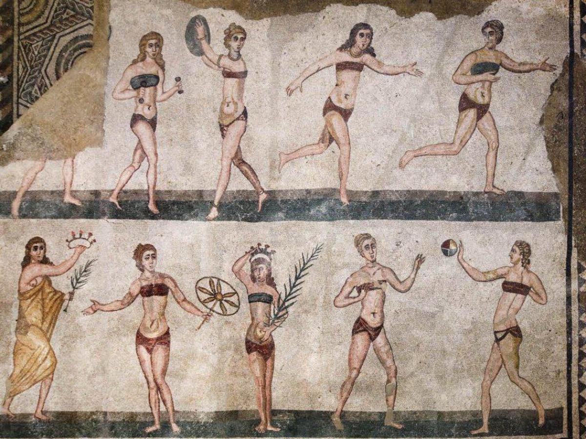 Bodenmosaik in der Villa Romana del Casale auf Sizilien